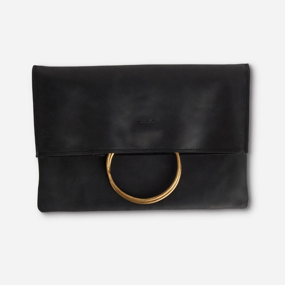 Parker Clay NWT Nyala Small leather Foldover Clutch black - Picture 5 of 5